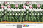 Draperiebordüre mit Rosenranken und Troddeln