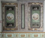 Wandaufteilung im pompeijanischen Stil, Tondo mit Landschaftsdarstellung