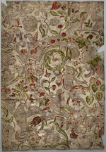 Goldledertapete mit der Allegorie des ruhmreichen Friedens;  zugehörige Bordüre mit Greif und Drachen