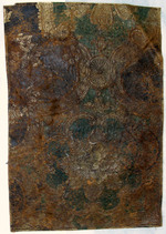 Goldledertapete mit Rosette und Lambrequins